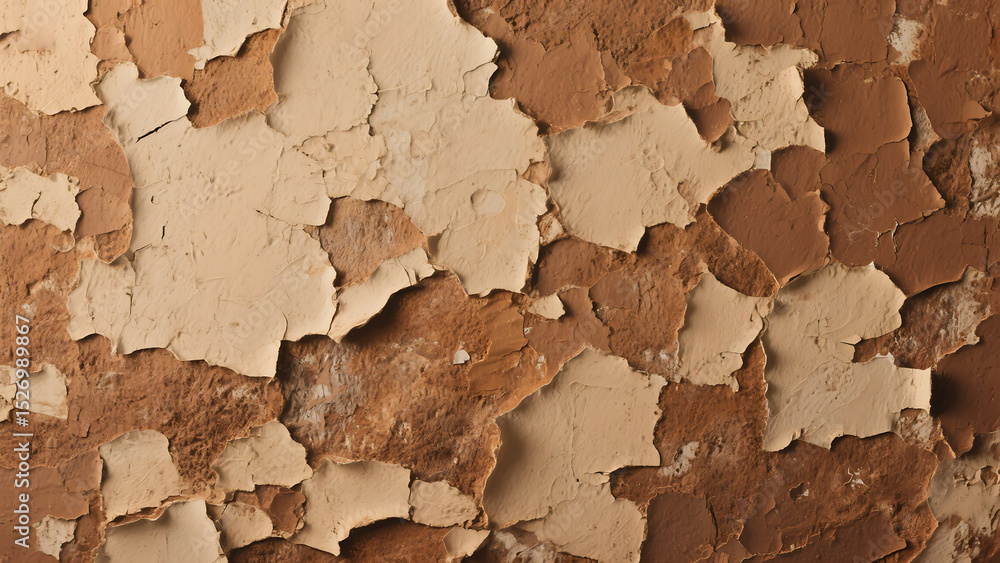 Fototapeta premium Peeling paint texture brown beige wall background