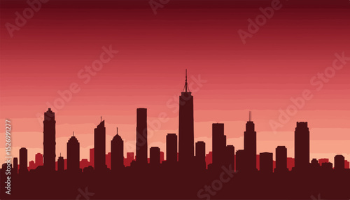 city skyline at sunset