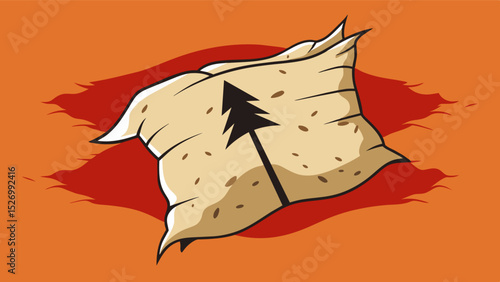 A ripped and tattered flag on a grain sack a somber representation of the suffering endured by innocent civilians caught in the crossfire of political and economic conflicts.. Vector illustration