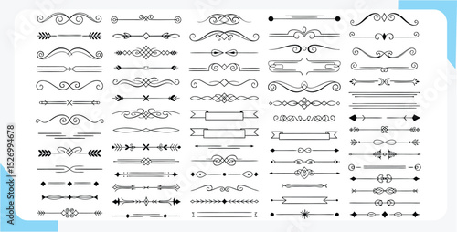 Collection of hand drawn decorative dividers and ornaments for elegant design elements