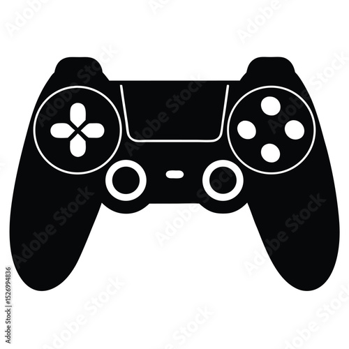 Black Silhouette of a Modern Video Game Controller with Cross and Button Input Design