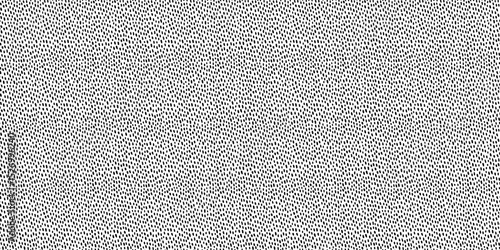 Polka dot horizontal seamless pattern in black and white. Hand drawn vector texture with dense irregular dots and soft grainy flow. Great for abstract print, modern fabric, or minimalist wallpaper.