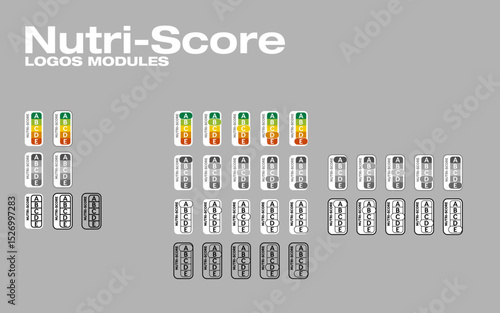 Nutri-Score logo modules in color, grayscale, and outline versions.