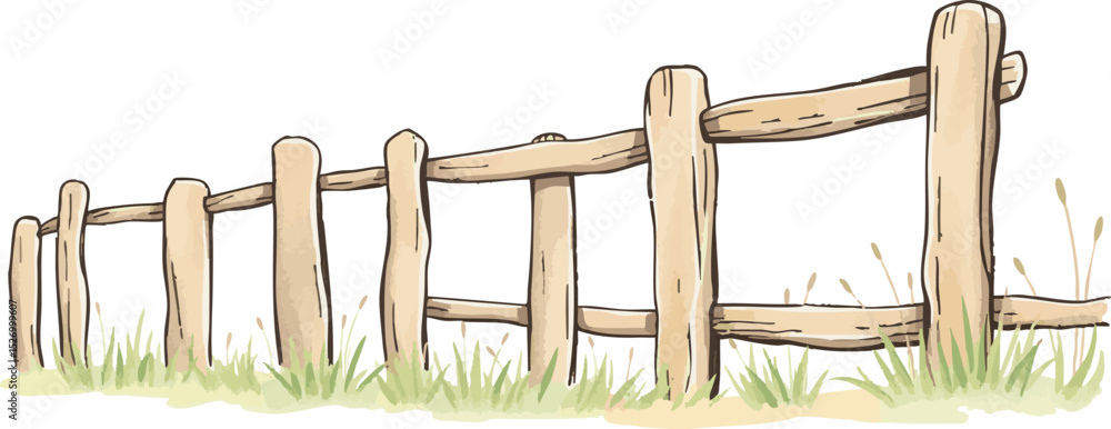 Obraz premium Watercolor vector illustration of a fence.