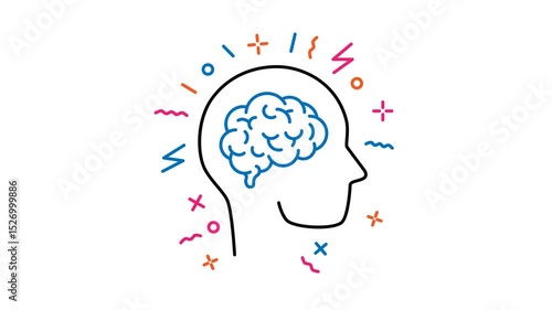 Brainstorming line icon animation isolated on transparent background. Animated Creative Idea concept for innovation projects with alpha channel. Human head light bulb.