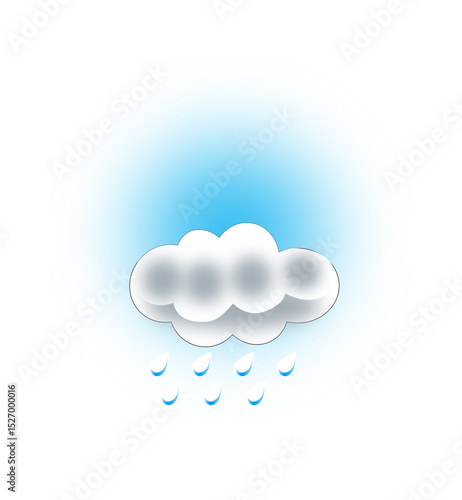 Weather icon featuring clouds and rain drops, symbolizing rainy weather and overcast conditions, perfect for digital weather apps and meteorological interfaces.
