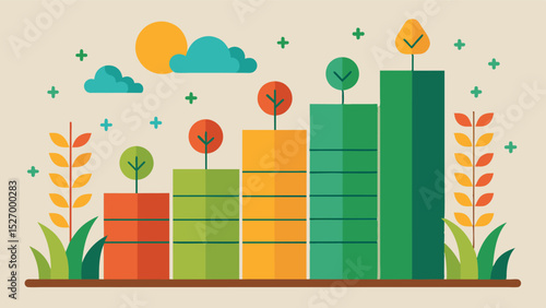 A series of stacked area graphs depicting the decrease in crop production for each season highlighting the seasonal impact on overall yield.. Vector illustration