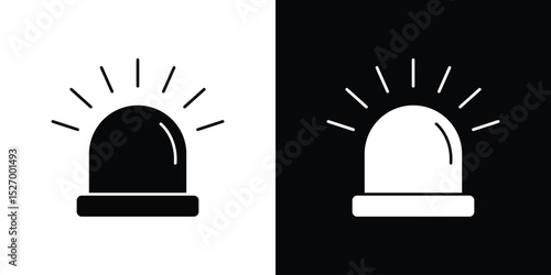 Ambulance siren icon in flat version on black and white background
