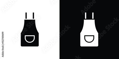 Apron icon in flat version on black and white background