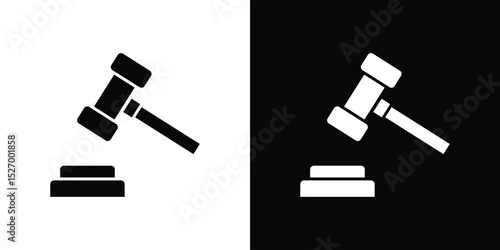 Auction icon in flat version on black and white background
