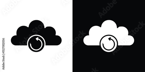 Backup icon in flat version on black and white background