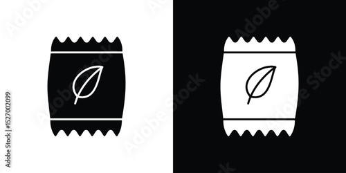 Bag seedling icon in flat version on black and white background