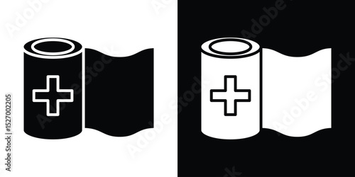 Bandage roll icon in flat version on black and white background