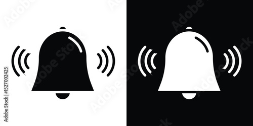 Bell ring icon in flat version on black and white background
