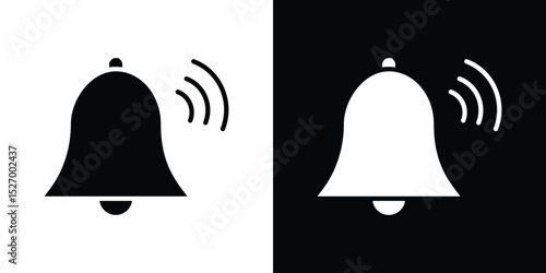 Bell ring icon in flat version on black and white background