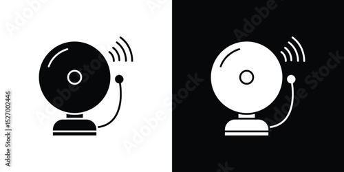 Bell school icon in flat version on black and white background