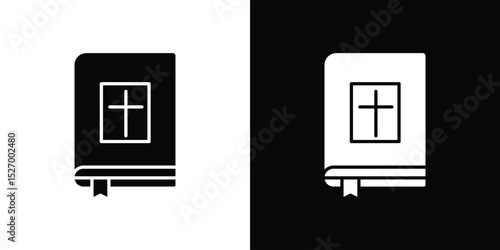 Bible icon in flat version on black and white background