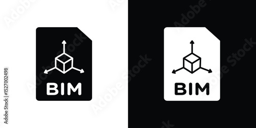 Bim icon in flat version on black and white background