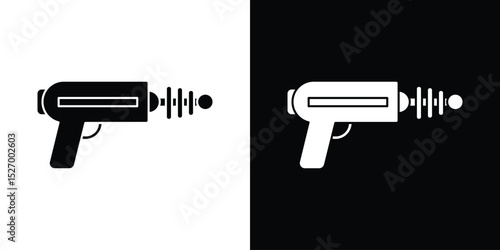 Blaster icon in flat version on black and white background