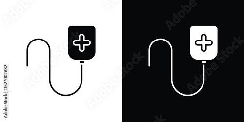 Blood transfusion icon in flat version on black and white background