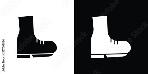 Boot icon in flat version on black and white background