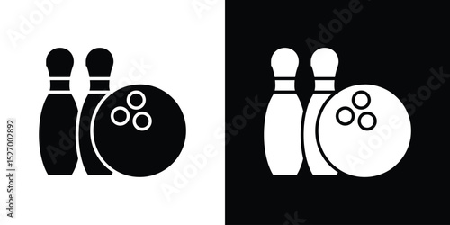 Bowling icon in flat version on black and white background