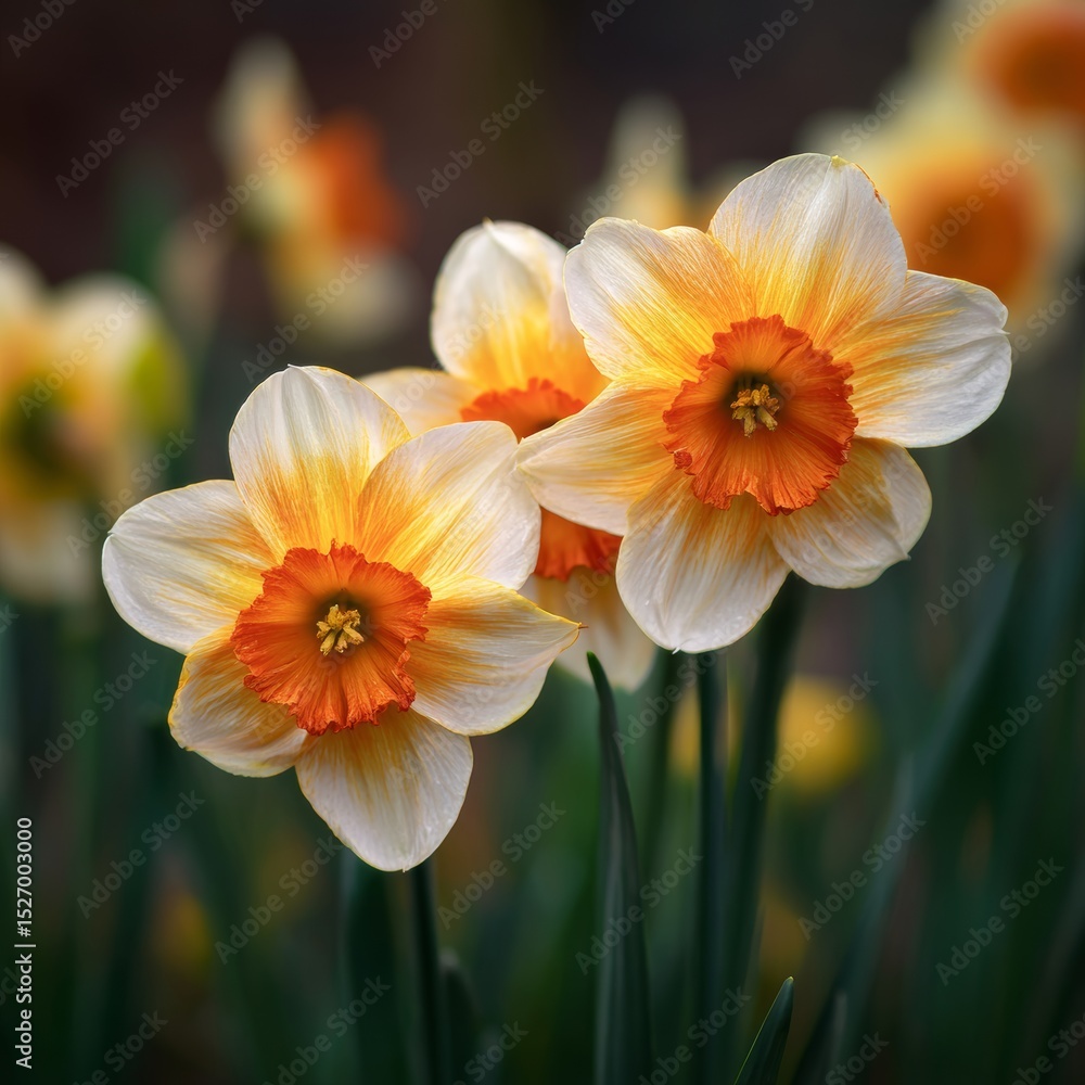 Fototapeta premium Close-up of vibrant daffodils blooming in a garden