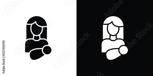 Breastfeeding icon in flat version on black and white background