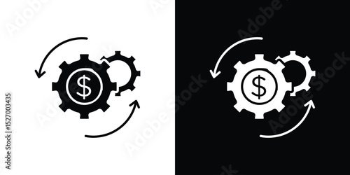Business model icon in flat version on black and white background