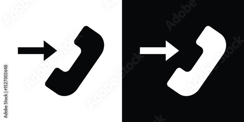 Call outgoing icon in flat version on black and white background