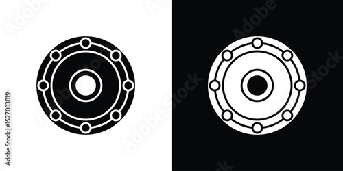 Car bearing icon in flat version on black and white background