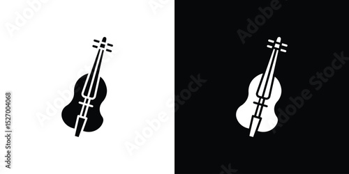 Cello icon in flat version on black and white background