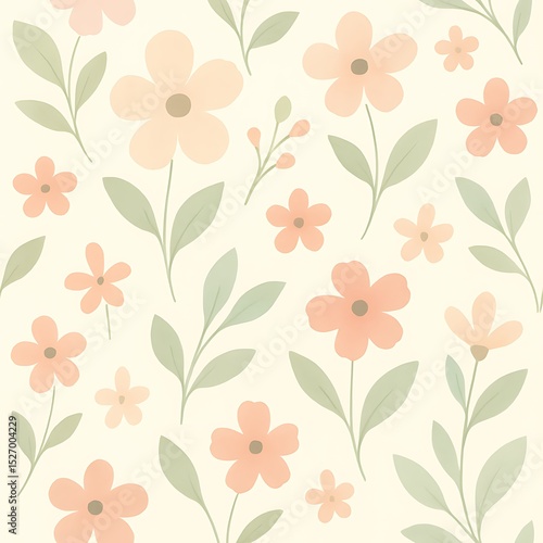 Seamless vintage floral pattern with decorative flowers and leaves
