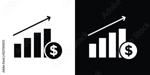 Chat arrow grow icon in flat version on black and white background