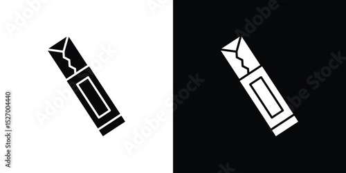 Chew gum icon in flat version on black and white background