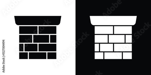 Chimney icon in flat version on black and white background