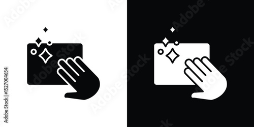 Clean icon in flat version on black and white background