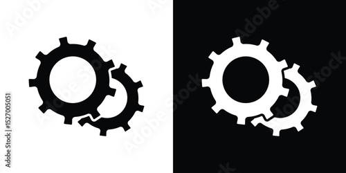 Cogwheel icon in flat version on black and white background