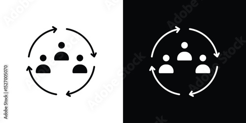 Collaboration icon in flat version on black and white background