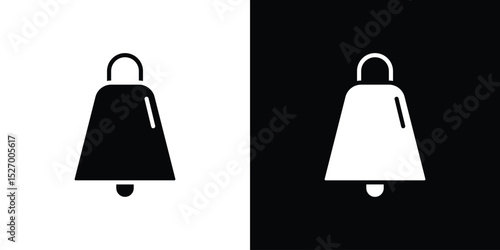 Cowbell icon in flat version on black and white background
