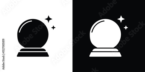 Crystal ball icon in flat version on black and white background