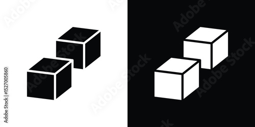 Cubes icon in flat version on black and white background