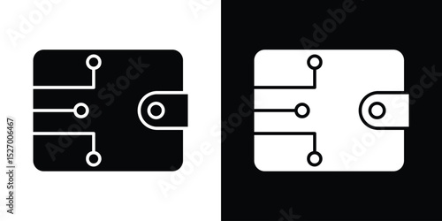 Digital wallet icon in flat version on black and white background