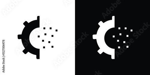 Digital transformation icon in flat version on black and white background