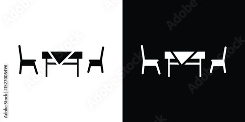 Dinner table icon in flat version on black and white background