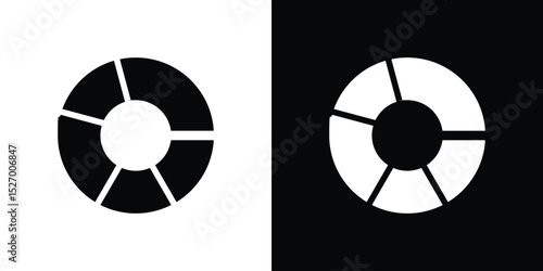 Donut chart icon in flat version on black and white background