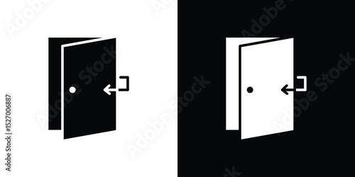 Door closed icon in flat version on black and white background