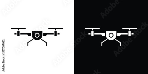 Drone icon in flat version on black and white background