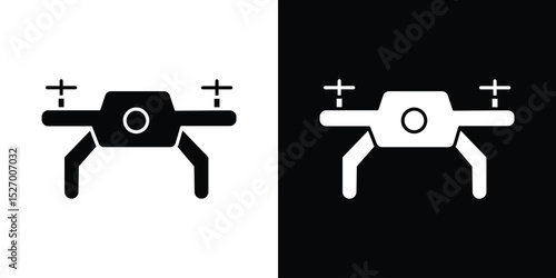 Drone icon in flat version on black and white background