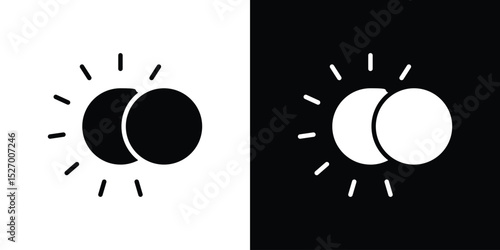 Eclipse icon in flat version on black and white background